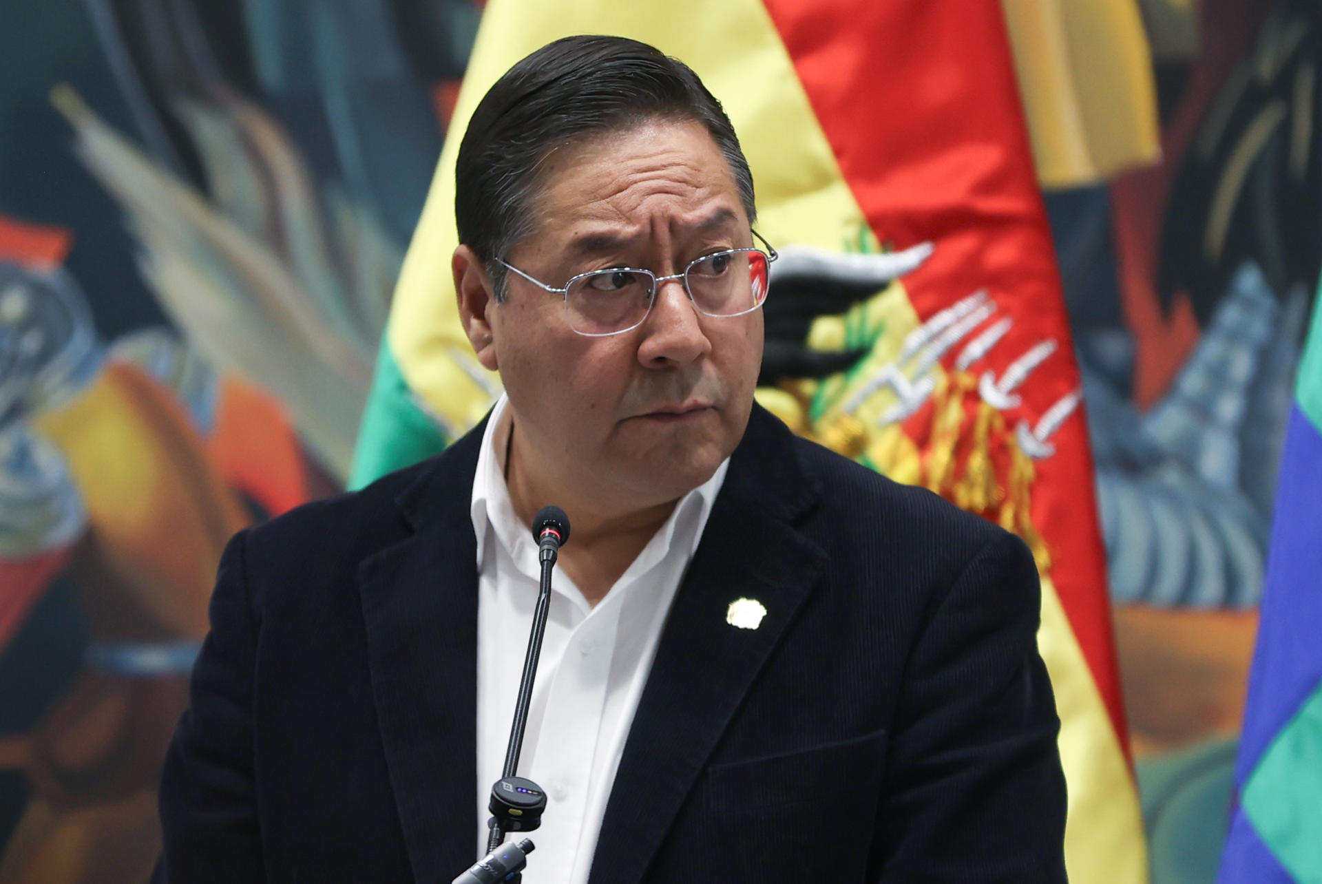 Fotografía de archivo del 8 de julio de 2025 del presidente de Bolivia, Luis Arce, hablando durante una rueda de prensa en la Casa Grande del Pueblo, en La Paz (Bolivia). EFE/Luis Gandarillas ARCHIVO