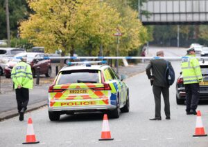 Cordón policial en el lugar del ataque a la sinagoga en Mánchester. EFE/EPA/ADAM VAUGHAN
