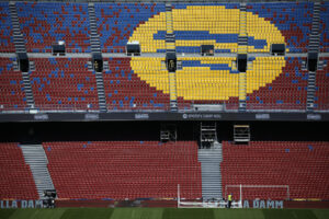 Fotografía de Alberto Estévez, en la que puede verse en una imagen del 23 de septiembre de 2025 el aspecto del estado entonces del Spotify Camp Nou. EFE