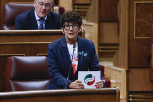 La diputada del PNV, Maribel Vaquero, durante su intervención este miércoles en la sesión de control al Gobierno que acoge el Congreso. EFE/ JJ Guillén