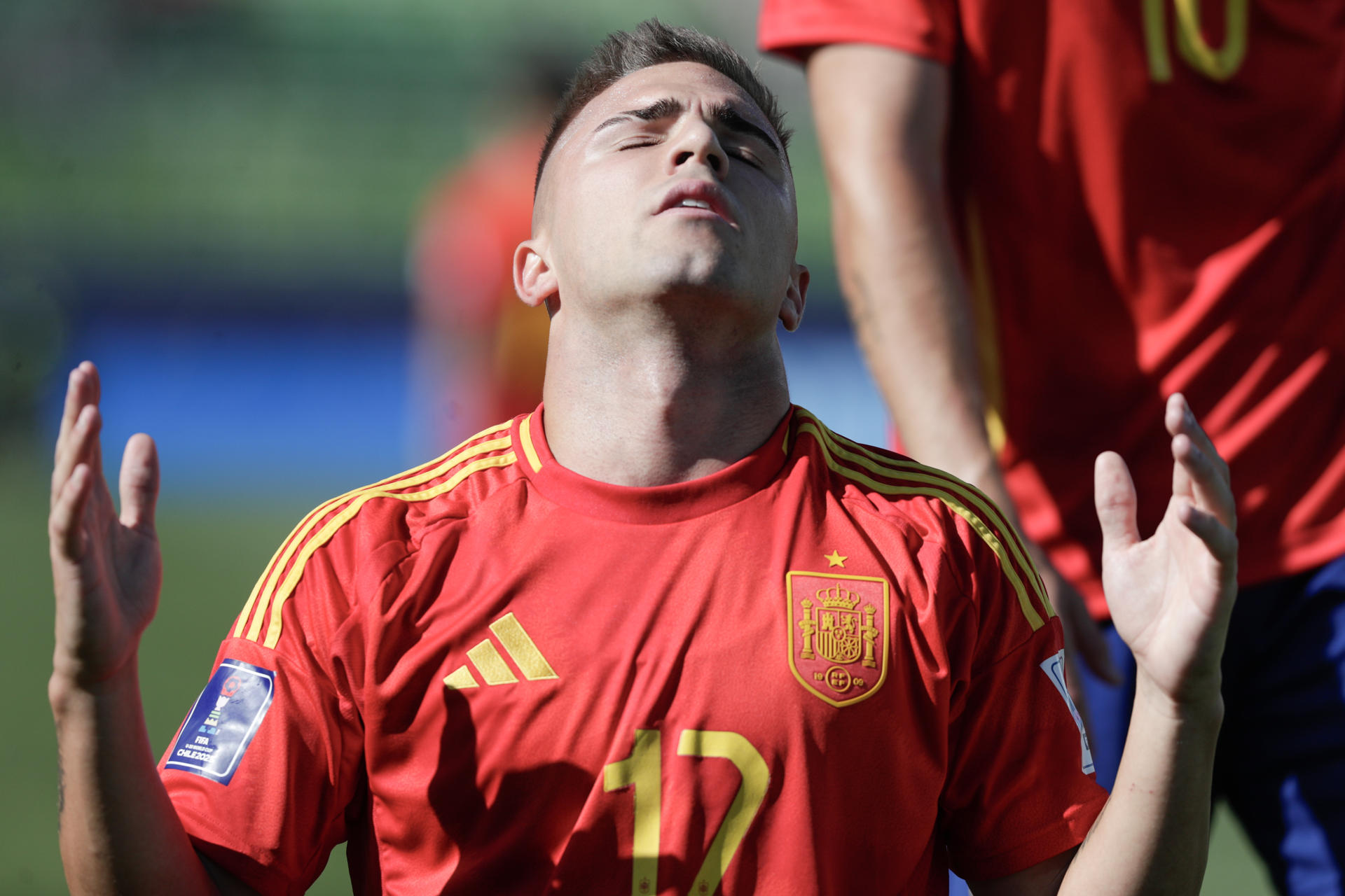 Pablo García de España celebra un gol en un partido de octavos de final de la Copa Mundial Sub-20. Adriana Thomasa
