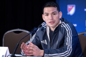 El jugador mexicano de San Diego, Hirving Lozano, durante una rueda de prensa el pasado 9 de enero. EFE/EPA/CRISTOBAL HERRERA-ULASHKEVICH
