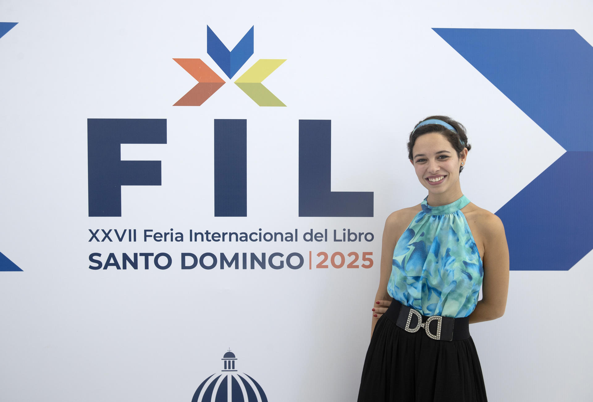 La escritora española Irene Reyes-Noguerol, posa durante una entrevista con EFE el 29 de septiembre de 2025, en Santo Domingo (República Dominicana).  EFE/ Orlando Barría
