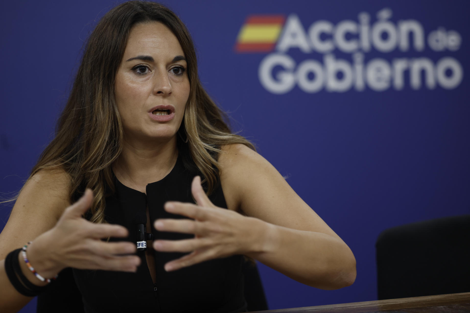 La comisionada del Gobierno para la reconstrucción y recuperación tras la dana, Zulima Pérez, durante la entrevista con EFE en la que asegura que llevarán "de la mano" a las víctimas en la reconstrucción porque sus aportaciones "son fundamentales" para el Ejecutivo y considera "muy grave" el comportamiento que tiene la Generalitat con ellas. EFE/Biel Aliño