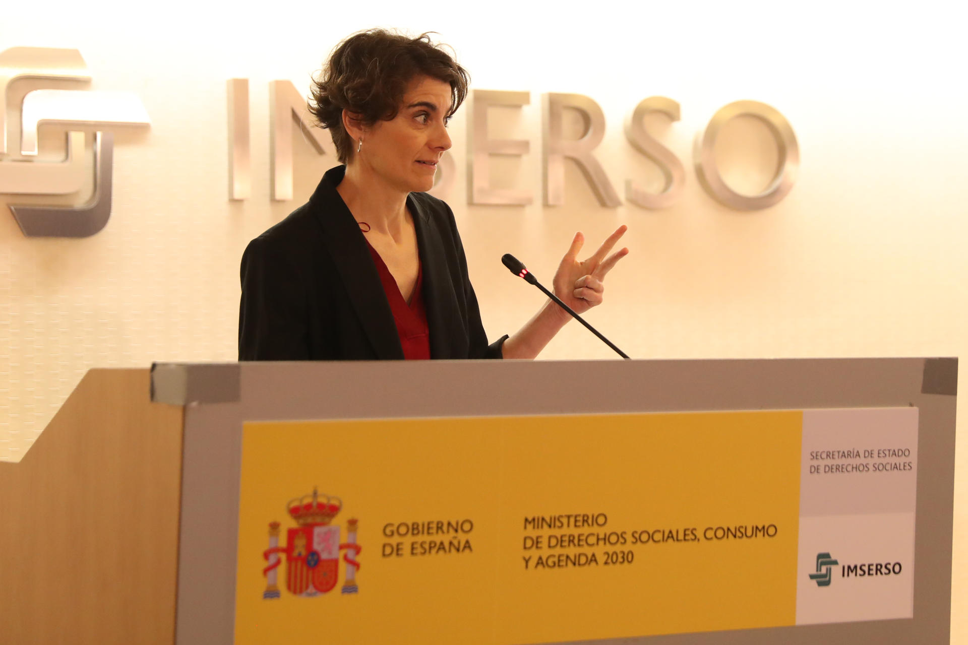Rosa Martínez, secretaria de Estado de Derechos Sociales, presenta los datos sobre la evolución del Sistema para la Autonomía y Atención a la Dependencia, en una imagen de archivo. EFE/ Alberto Aguado