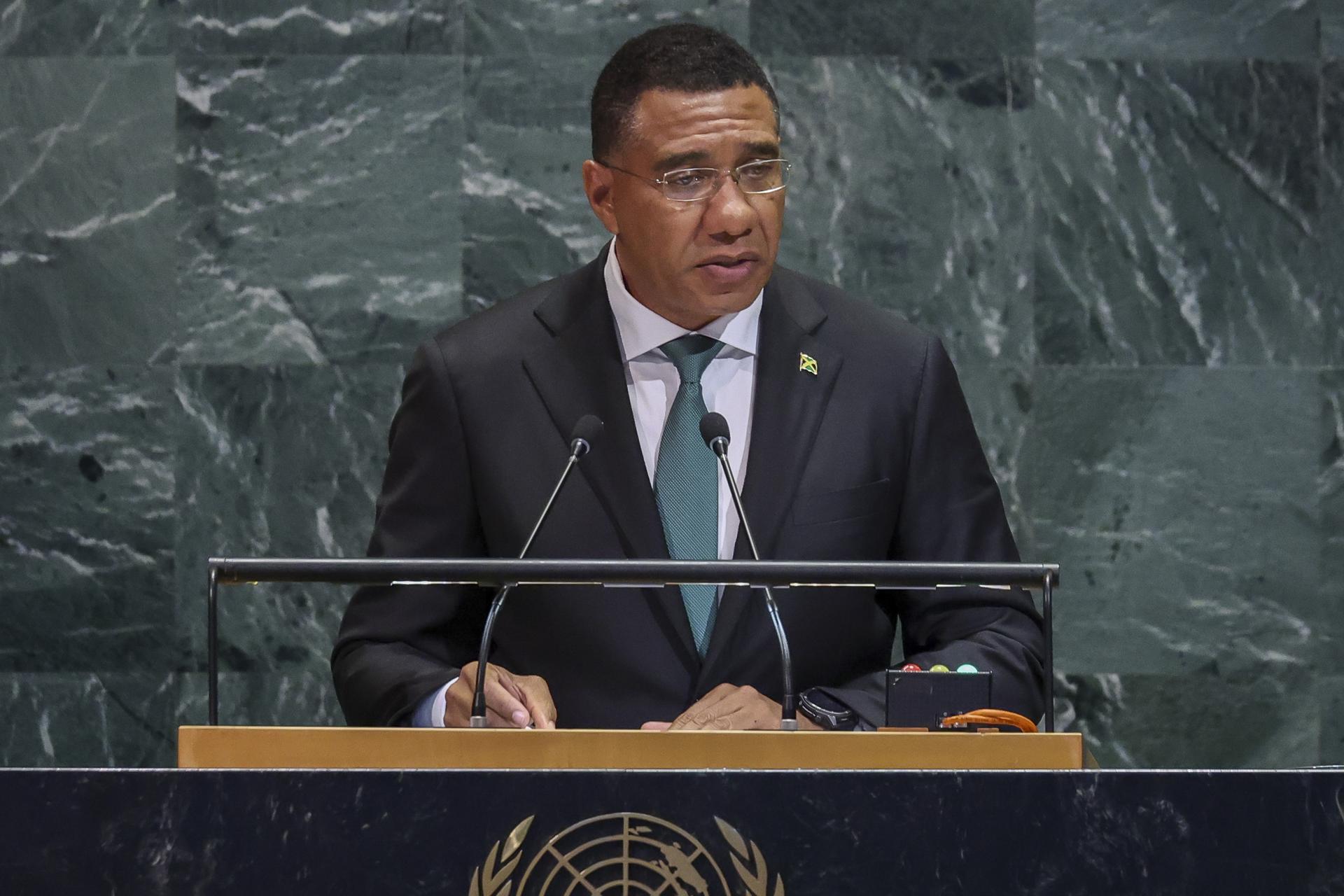 Foto de archivo del presidente de turno de la Comunidad del Caribe, Andrew Holness. (Nueva York). EFE/SARAH YENESEL