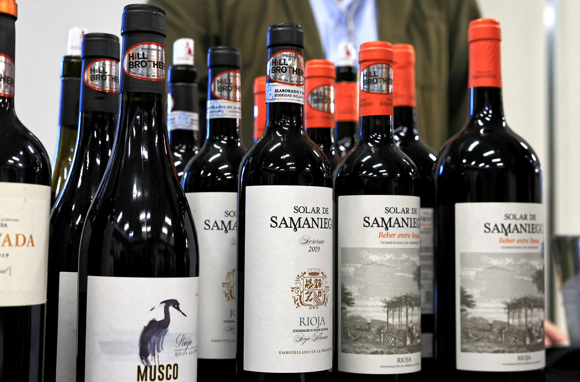 Fotografía de botellas de vino de la bodega Solar de Samaniego durante la inauguración de la primera edición de Wine Summit este miércoles, en San Juan (Puerto Rico). EFE/ Thais Llorca
