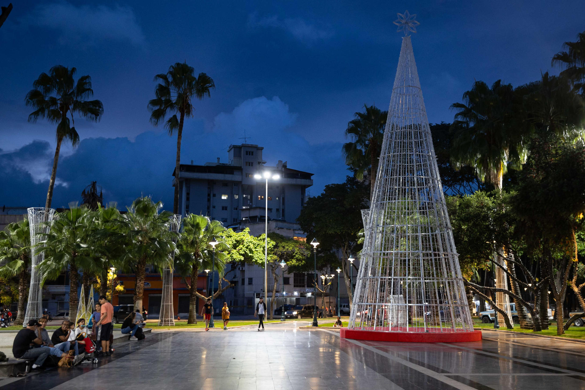 Fotografía que muestra un árbol de navidad este martes, en Caracas (Venezuela). EFE/ Ronald Peña R