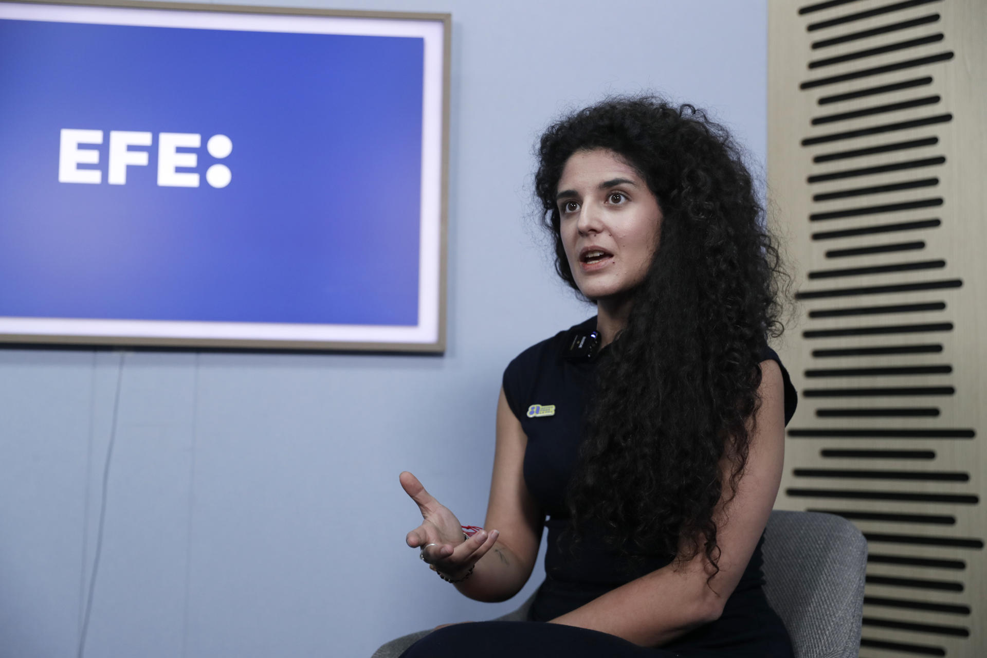 La ministra de las Culturas, las Artes y los Saberes de Colombia, Yannai Kadamani Fonrodona habla durante entrevista con EFE este lunes, en Bogotá (Colombia). EFE/ Carlos Ortega