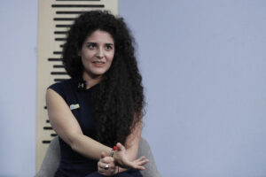 La ministra de las Culturas, las Artes y los Saberes de Colombia, Yannai Kadamani Fonrodona, habla durante una entrevista con EFE este lunes, en Bogotá (Colombia). EFE/ Carlos Ortega