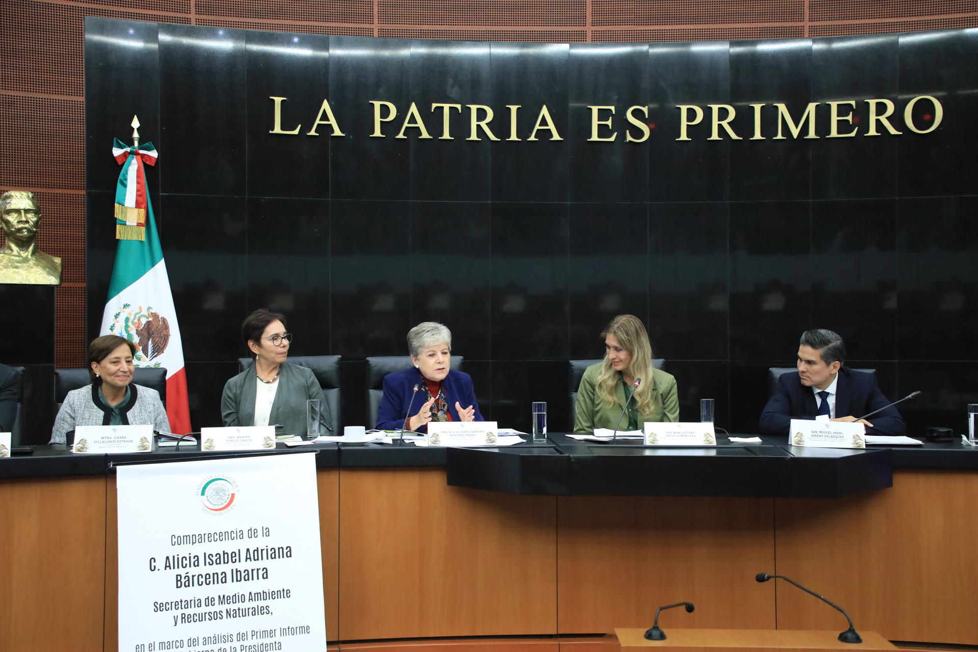 La secretaria de Medio Ambiente y Recursos Naturales de México, Alicia Bárcena, durante una sesión en el Senado de la República en Ciudad de México (México). EFE/ Semarnat

